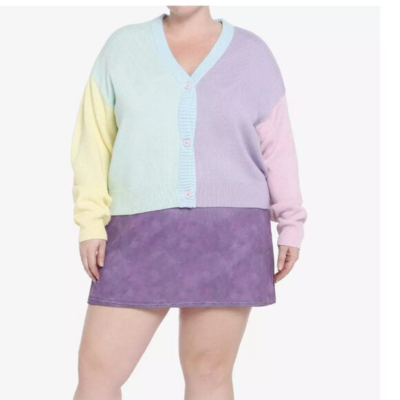 Hot Topic Pastel Color-Block Cardigan Plus Size 3X - Picture 1 of 8